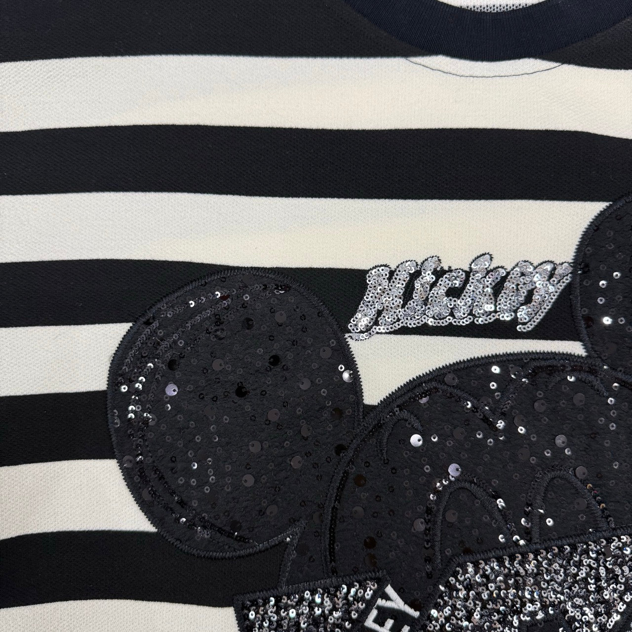 Striped Oversized Mickey Sweatshirt with Sequin Detail